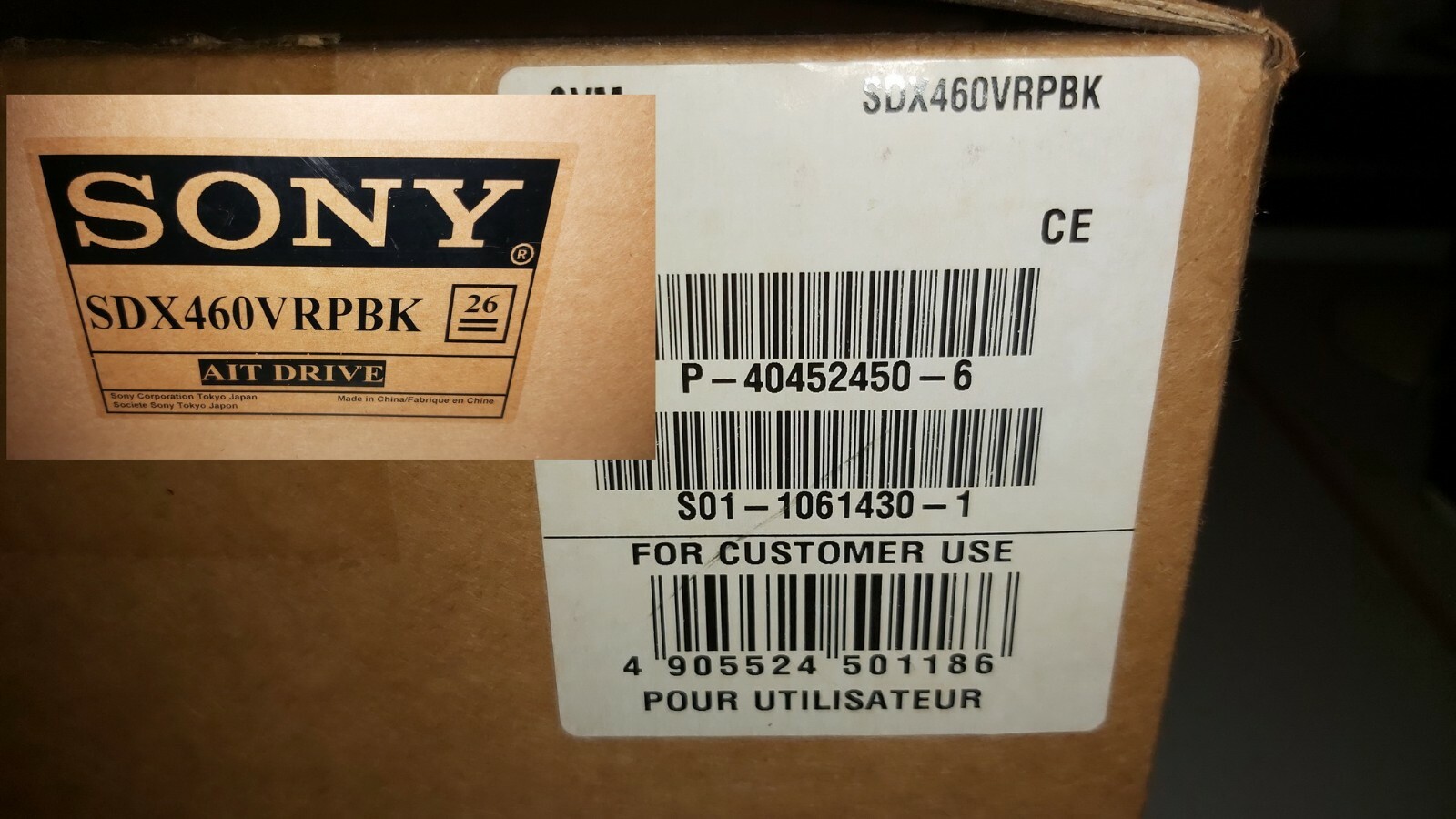 Sony SDX-460V AiT1 Turbo (Model ATDNA2A) Streamer Tape 3.5" IDE, New