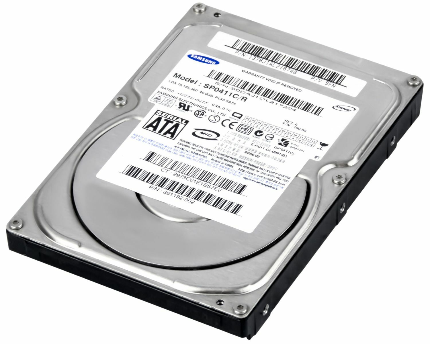 HARD DRIVE SAMSUNG SPINPOINT PL40 SP0411C/R 40GB 7200RPM 2MB SATA 3.5''