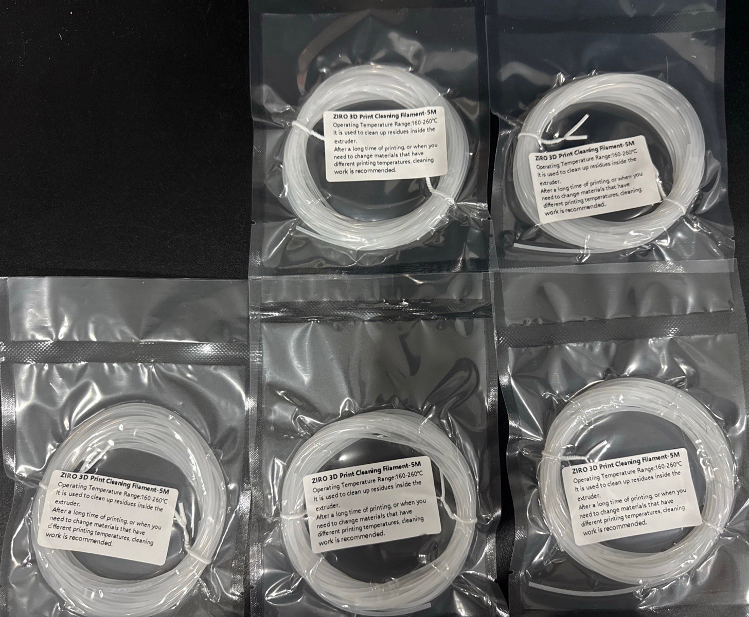 5-Pack of 3D Printer Cleaning Filament - 5M
