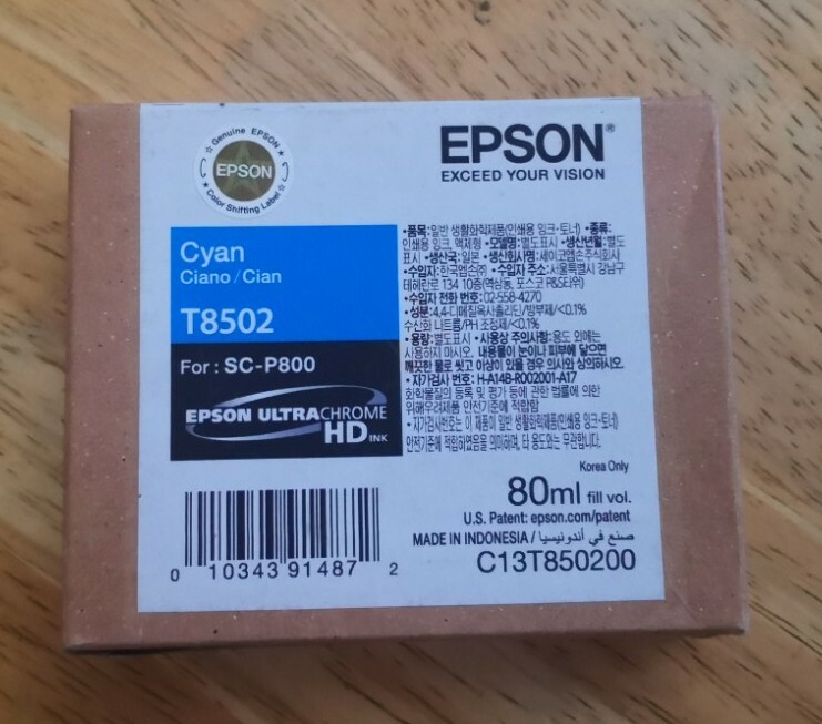 New Genuine Epson T8502 Cyan Ultra Chrome HD Ink For SC-P800 Exp 02-2027