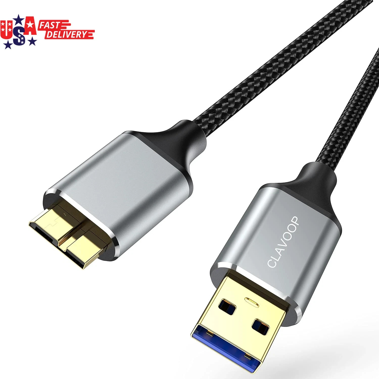 USB 3.0 Micro B Cable 1.5ft – 5Gbps High-Speed USB A to Micro B Hard Drive Cable