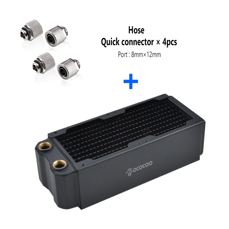 OC-CRD16T Copper Radiator Dual 80mm 45.5mm Thick G1/4 Water Cooling DIY