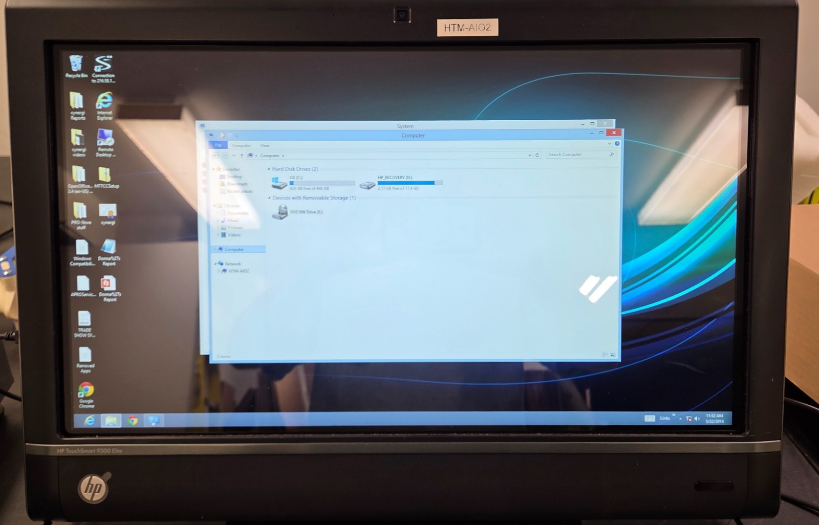 HP TouchSmart 9300 Elite AiO PC i3-2030 Windows 8