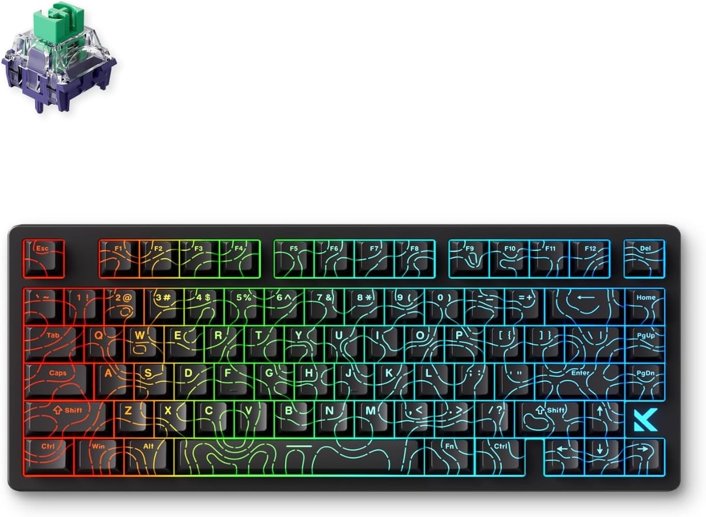 MCHOSE Jet 75 Rapid Trigger Keyboard 75% Percent, Hall Effect Black Topographic 
