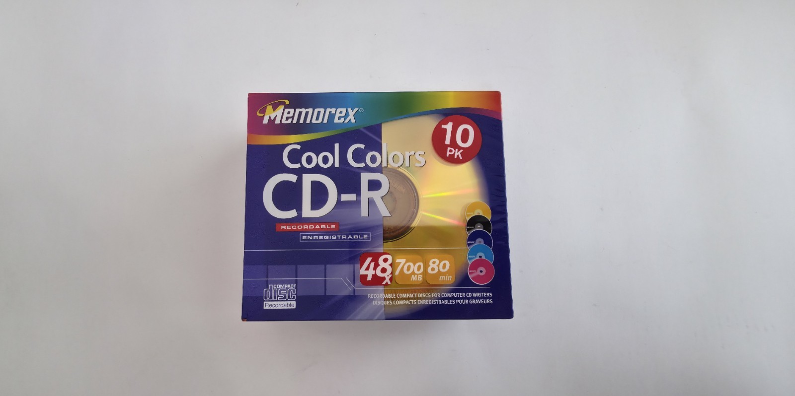 Sealed Memorex CD-R 10 Pack COOL COLORS 80Min