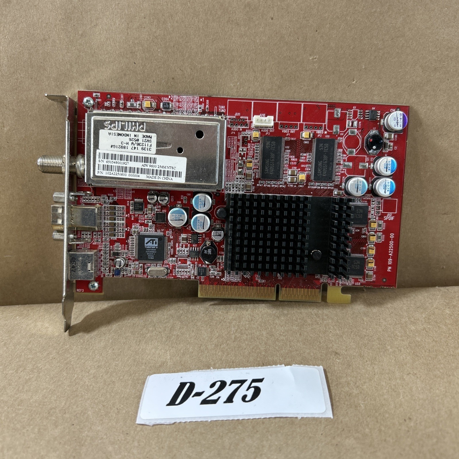 ATI All-In-Wonder 9600 128MB AGP 8X Graphics Card TV Tuner 109-A22500-00 Used