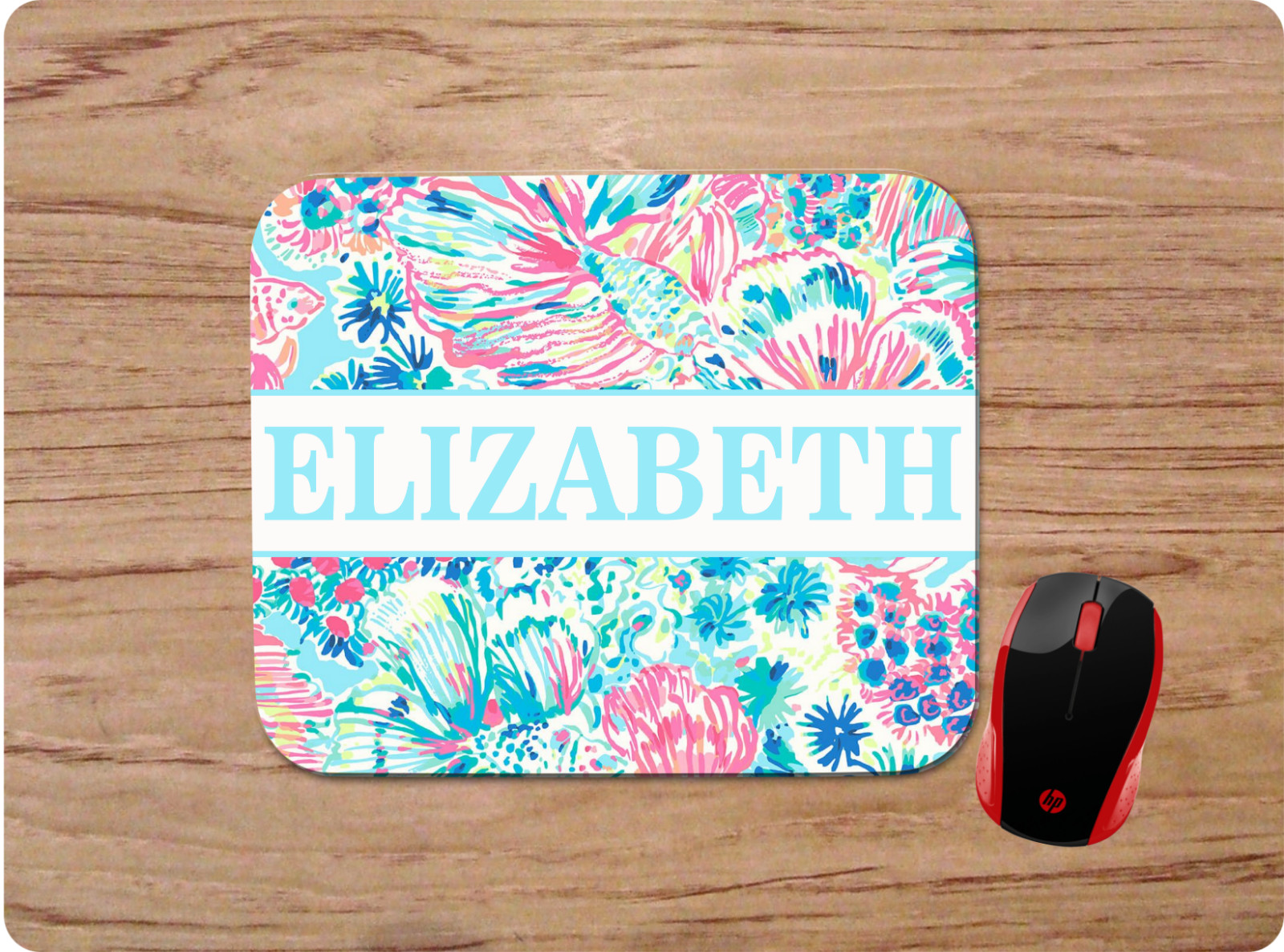 TROPICAL FISH LILY INSPIRED PERSONALIZED NAME CUSTOM MOUSE PAD DESK MAT GIFT