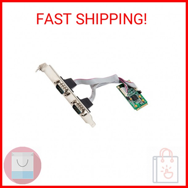 IO Crest SI-MPE15046 2 Port Serial DB9 Mini PCIe Expansion Card RS-232 6650 UART
