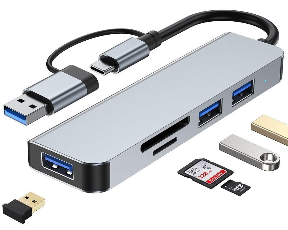 5-in-1 USB 3.0 Hub with SD Card Reader Laptop MacBook USB Adapter Multiport