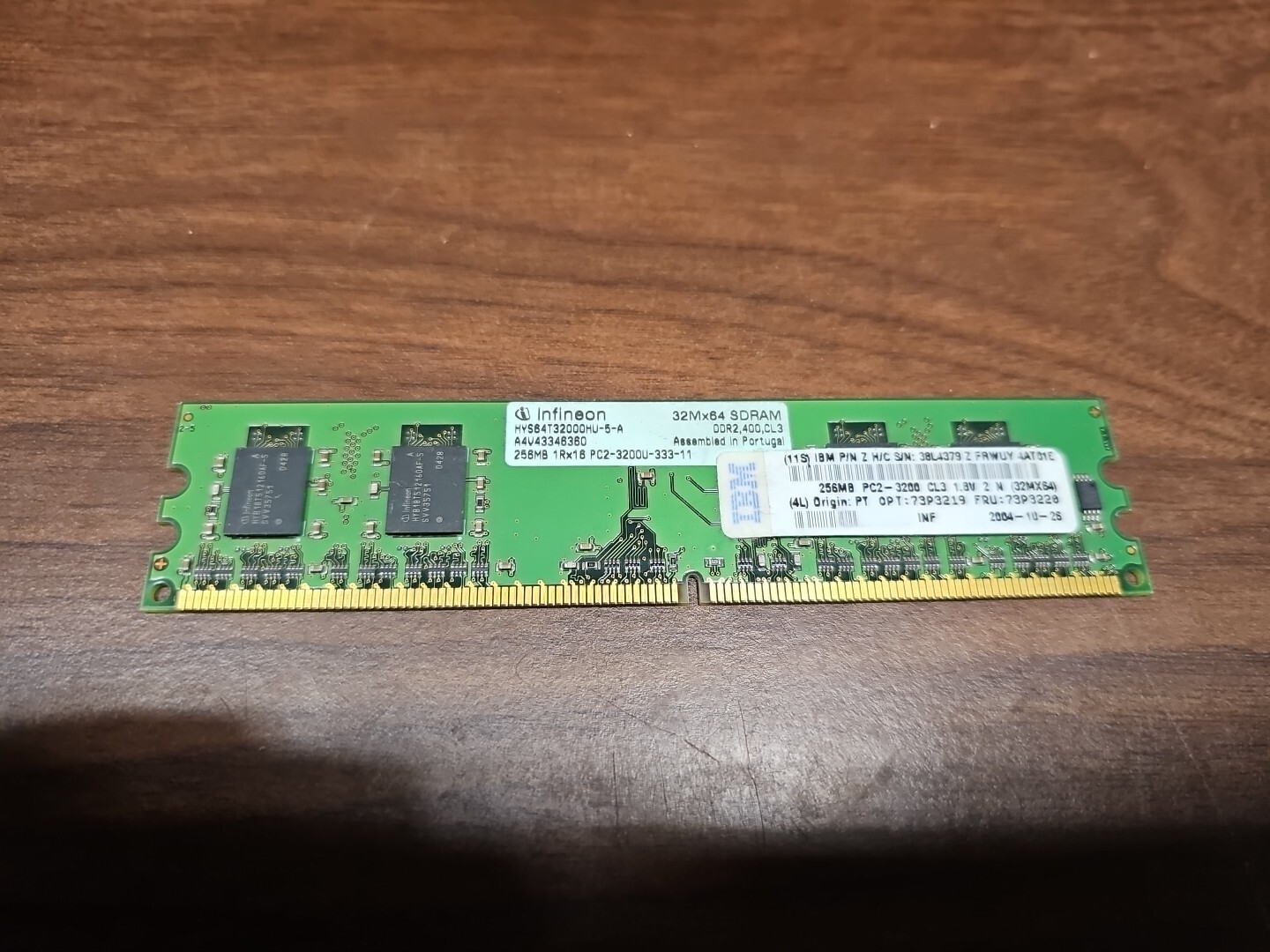 256MB DDR2 RAM 240-Pin 1Rx16 PC2-3200U Non-ECC 'Infineon HYS64T32000HU-5-A'