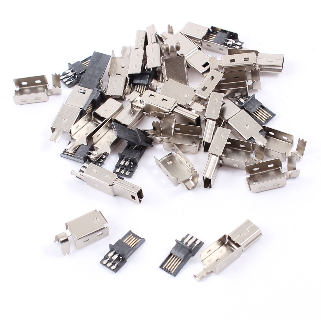 15 Pcs Mini USB 5 Pins Male Connector Port w Metal Cover Set