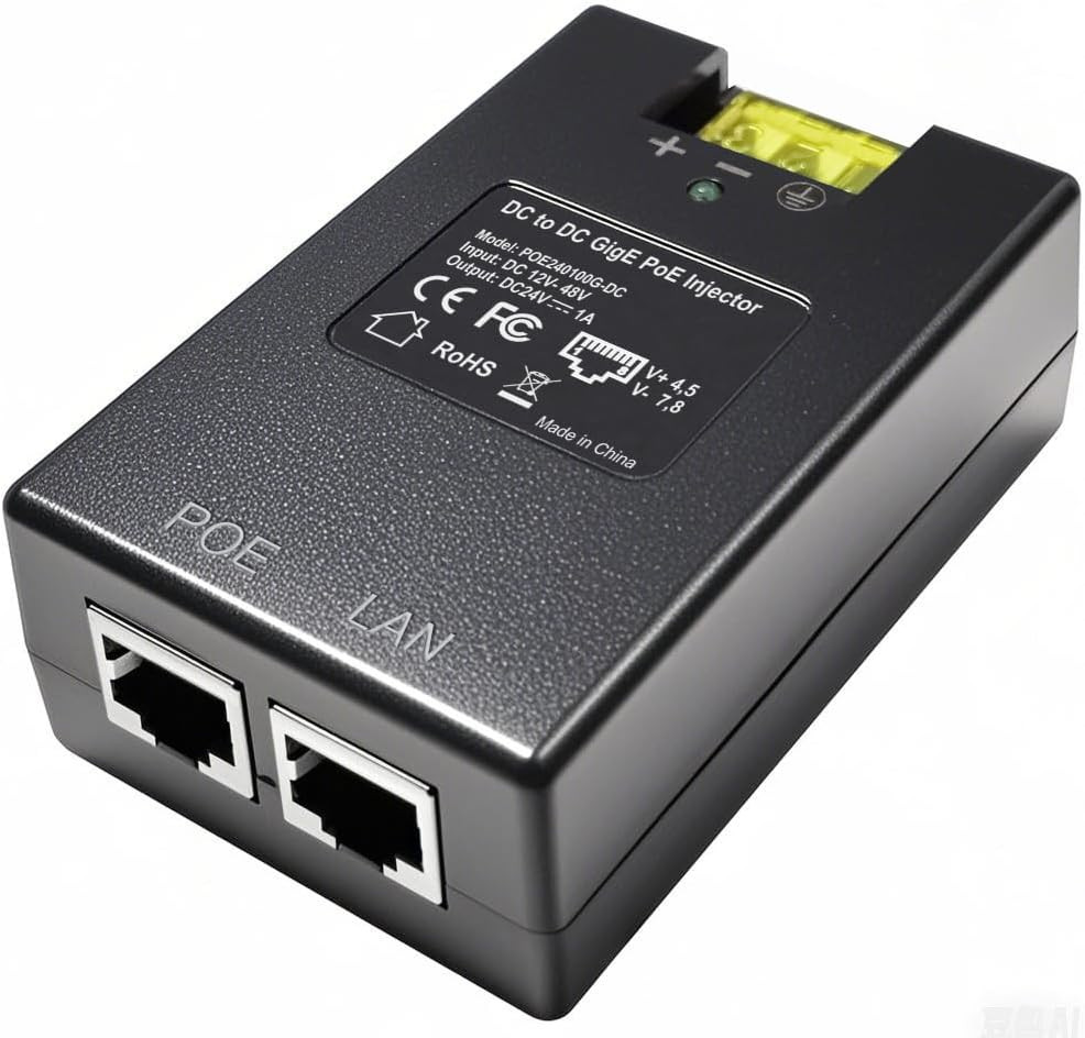 24V Gigabit POE Injector | 12V/24V DC Input | 24Volt 1A 24W DC Poe Out |