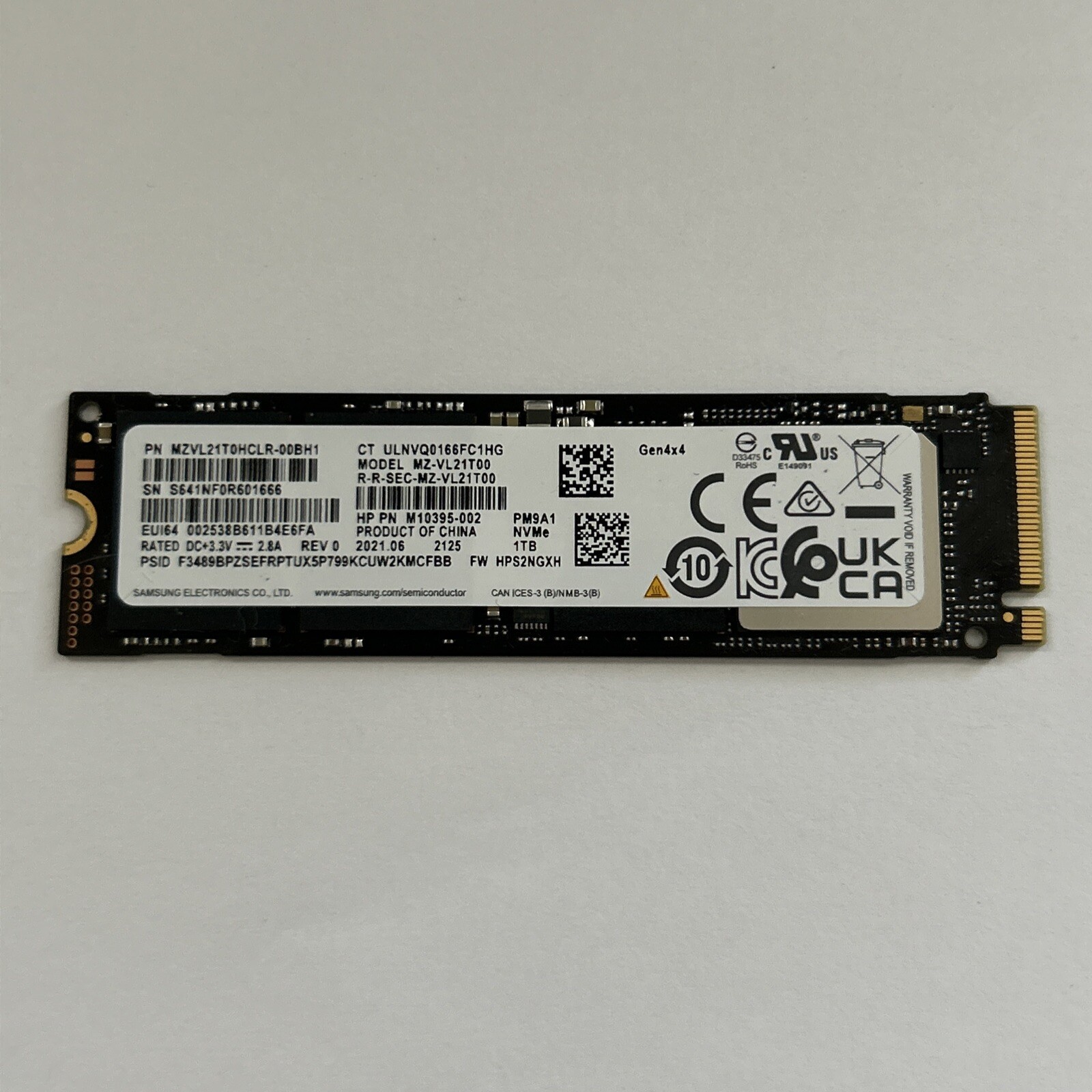 Samsung PM9A1 1TB PCIe Gen 4.0 SSD MZVL21T00 OEM 980 Pro Fast 7GB/s 100%