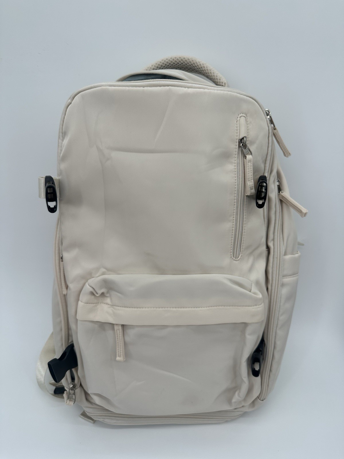 Cream Beige Travel Backpack Laptop Weekender Bag Shoe Compartment Unbranded
