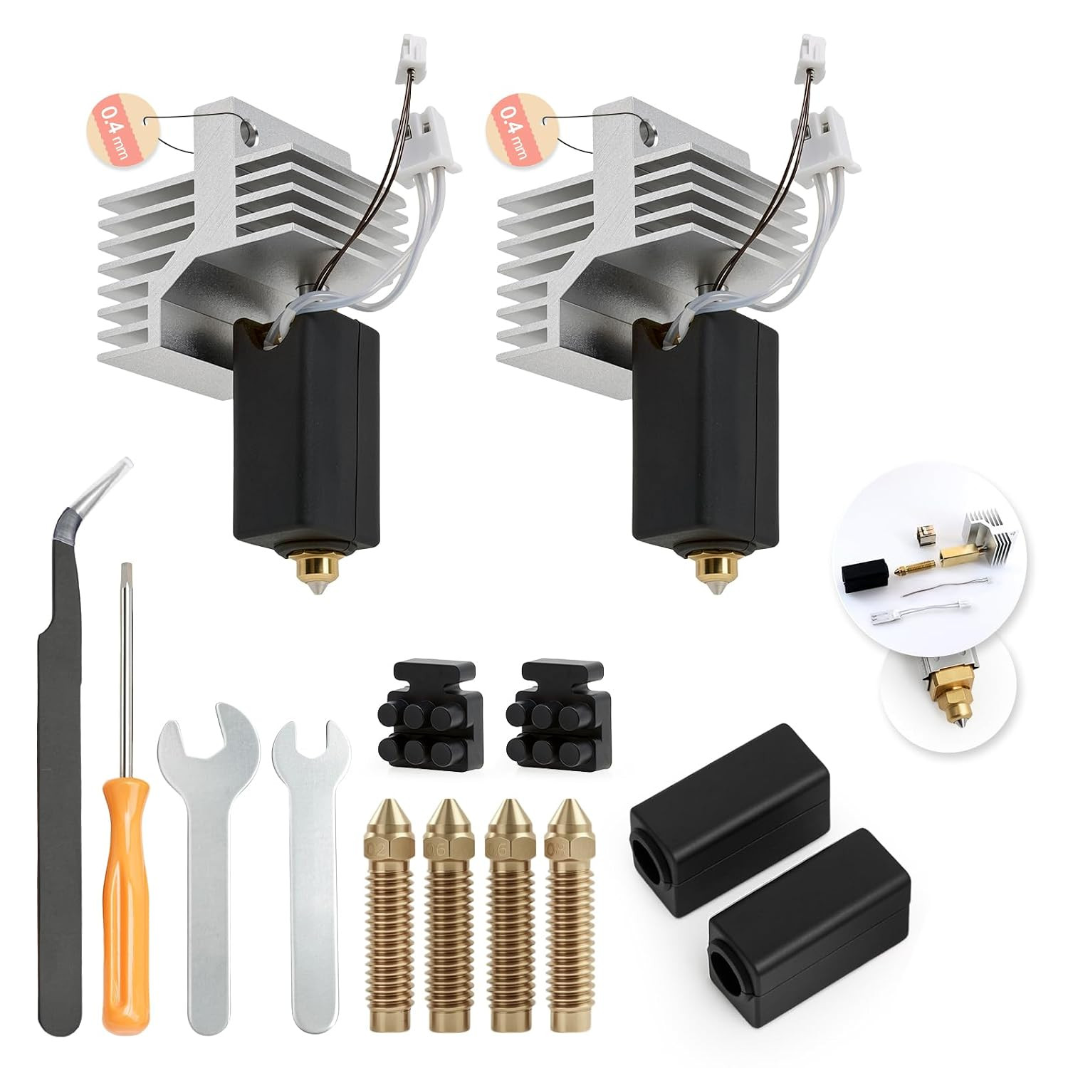 2PK 0.4MM CC2 Hardened Steel Ceramic Hotend for Centauri Carbon 2 Hot End