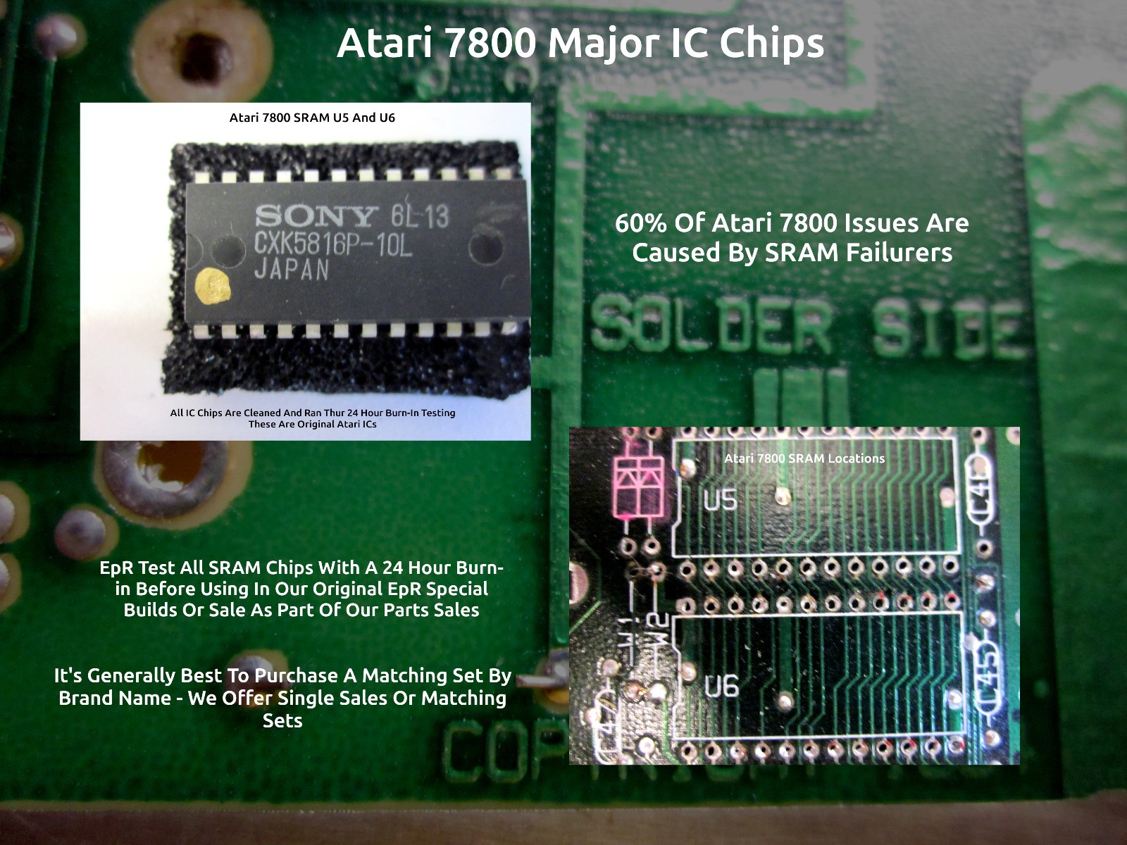 Original Atari 7800 SRAM x2 C022090 | HM6116 | CXK5816 | IC Chip [U5]  [U6]