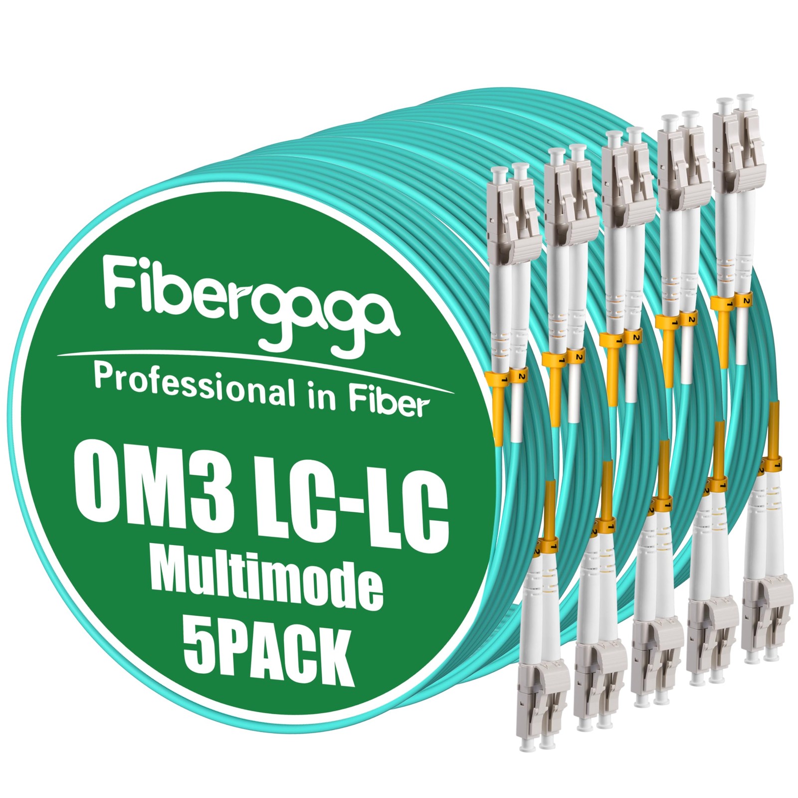 5 PCS LC To LC OM3 Fiber Patch Cable Multimode Duplex 3m 10 FT Optic Cord