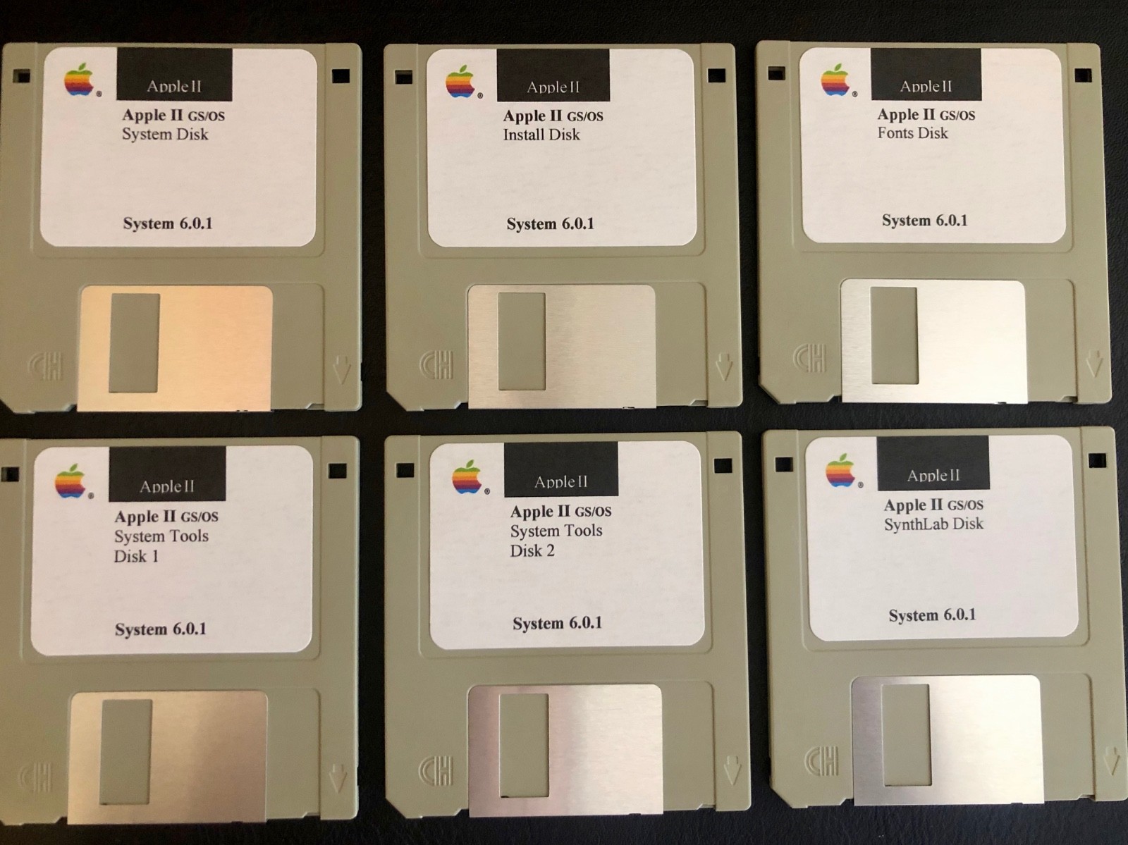 Apple IIgs/os System 6.0.1 6 Disk Set / Apple II, IIe, IIc, & IIgs Computers
