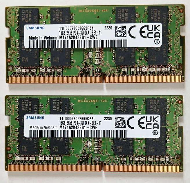 Samsung 32GB (2x16GB) 2Rx8  PC4-3200AA - SE1 - 11 M471A2K43EB1-CWE RAM