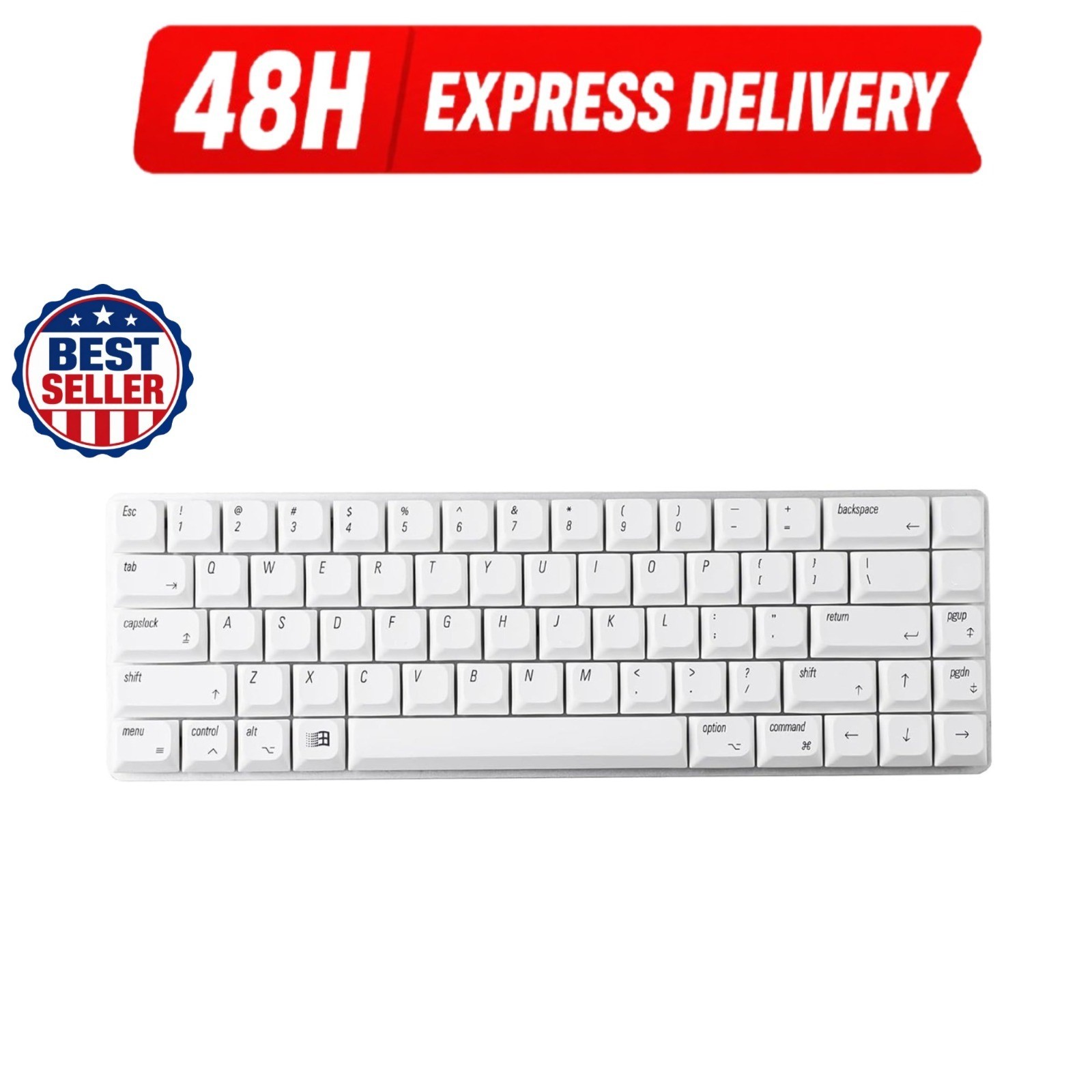 YMDK 127-Key Low Profile PBT Dye-Sub Keycaps Mac Style White MX Mechanical