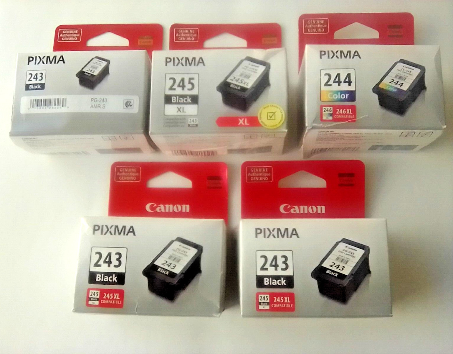 EMPTY 3x Canon PG-243 Black Ink, 1x CL-244 color 1x245xl Ink Cartridge Lot of 5