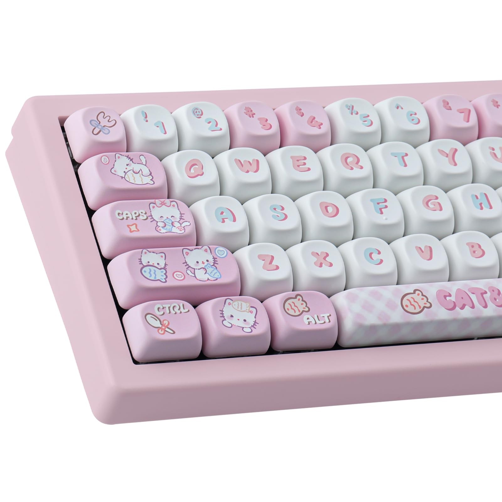 PBT Cute Kitty-cat Keycaps Set 140 Keys MOA Profile Keycaps