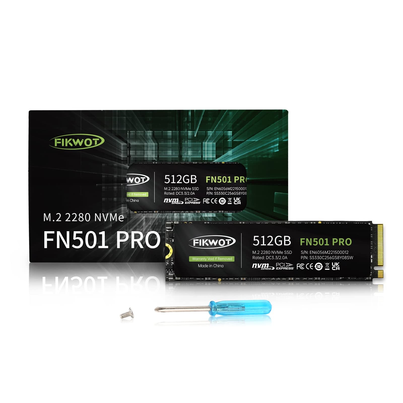 Fikwot M.2 SSD 512GB NVMe PCIe Gen 3.0 Internal Solid State Drive TLC 3500MB/s