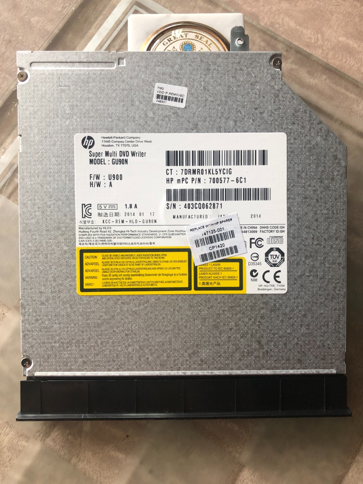 HP Pavilion Touchsmart 15-D 15-D038DX 15-D069WM CD/DVD Burner Writer Drive