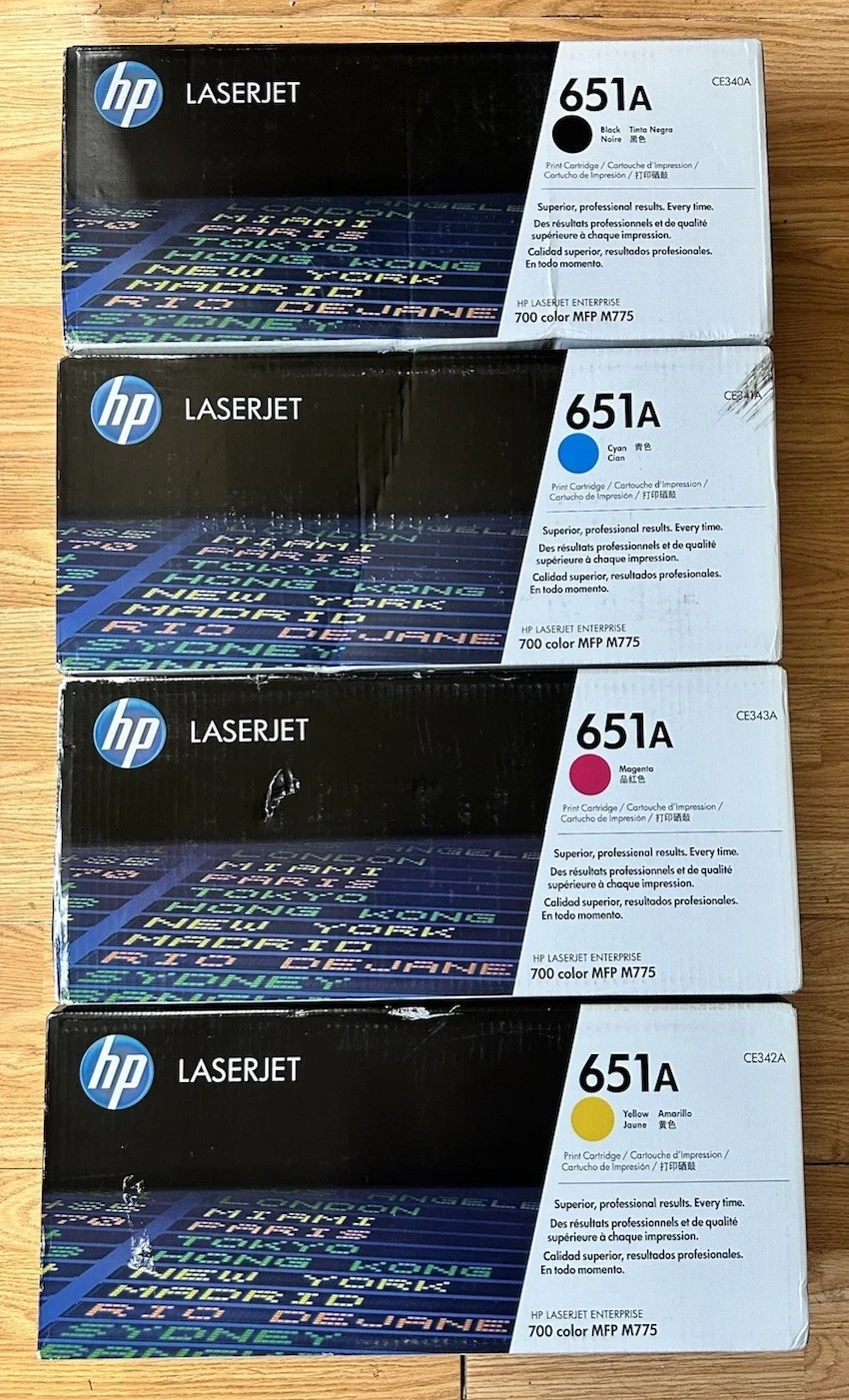 Genuine HP 651A  Toner Print Cartridges Full Set CE340A CE341A CE342A CE343A