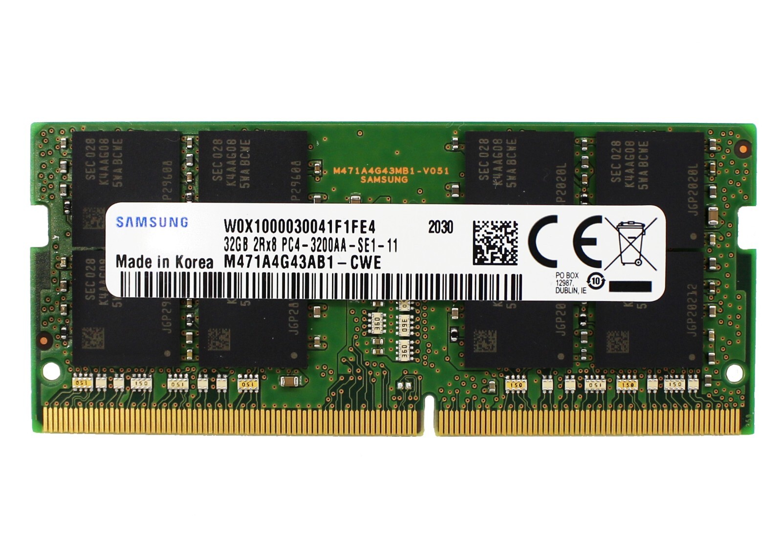 Samsung 1x32GB PC4-25600 DDR4 3200 MHz SODIMM Laptop Memory RAM M471A4G43AB1-CWE
