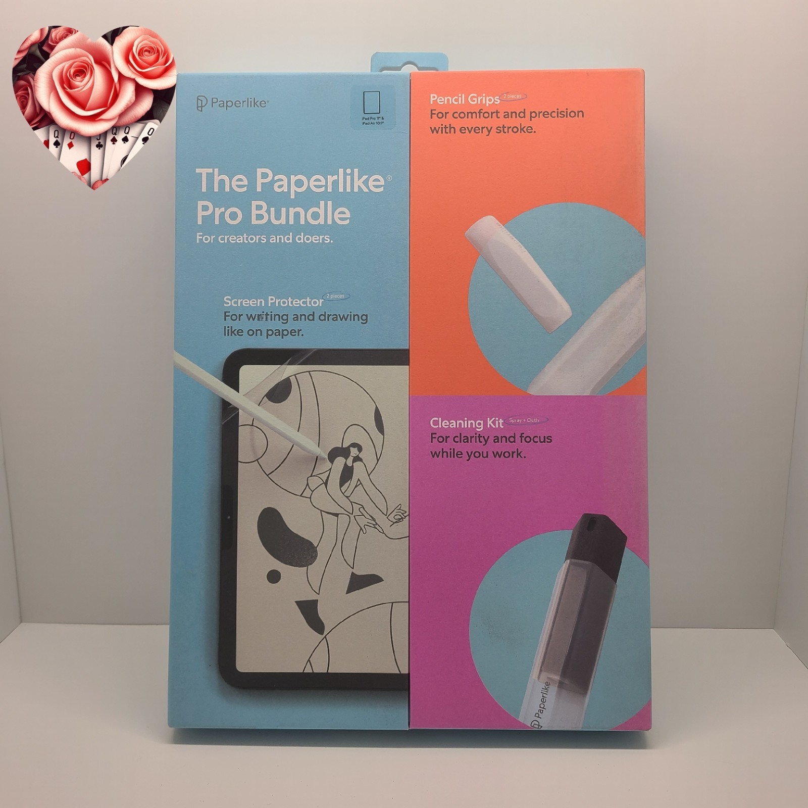 Paperlike Pro Bundle iPad Screen Protector Pencil Grips Cleaning Kit NEW 11&10.9