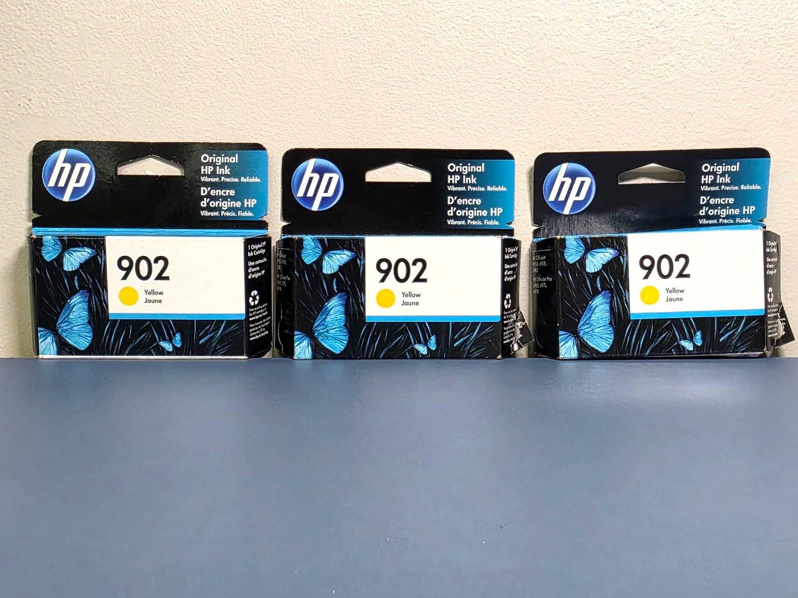 3PK Genuine HP 902 Yellow Ink Cartridges NEW SEALED Warranty 2024 2025 OEM