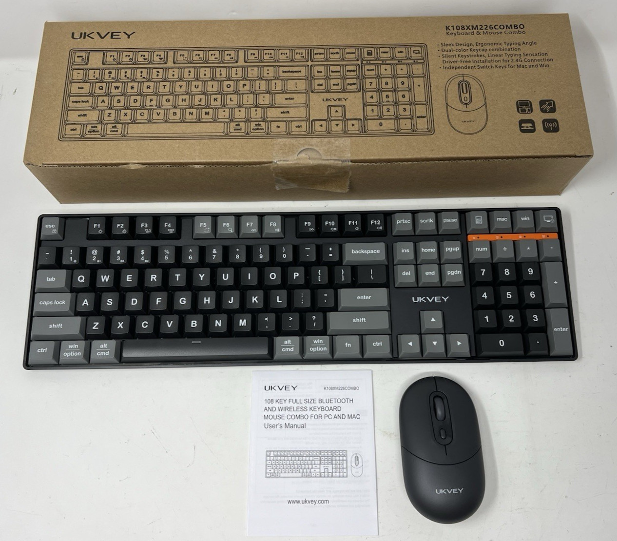 Wireless Bluetooth Keyboard & Mouse for Mac & PC Multi-Device Battery Powered BL