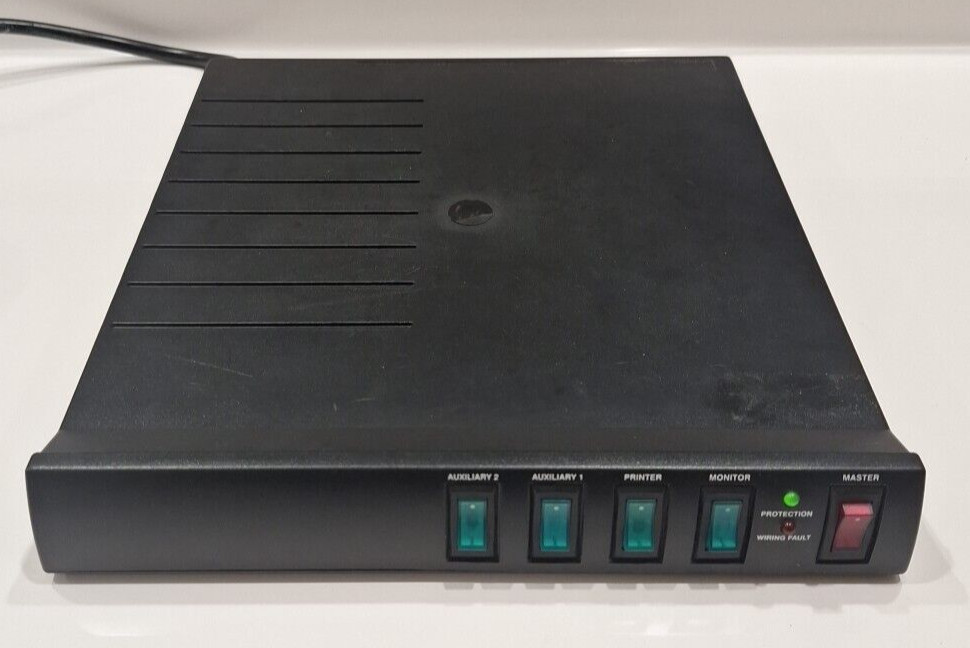 National Lighting Desktop PC Surge Suppressor PC200 5+1 Out Ethernet 15A Reset