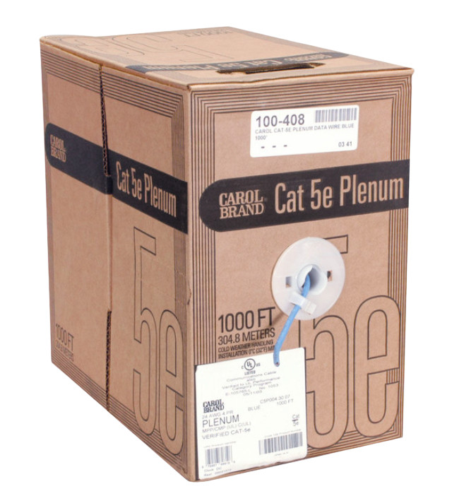 Carol Cable 100–408 Cat 5e 350 Mhz Cmp Plenum Utp Blue 1000 ft