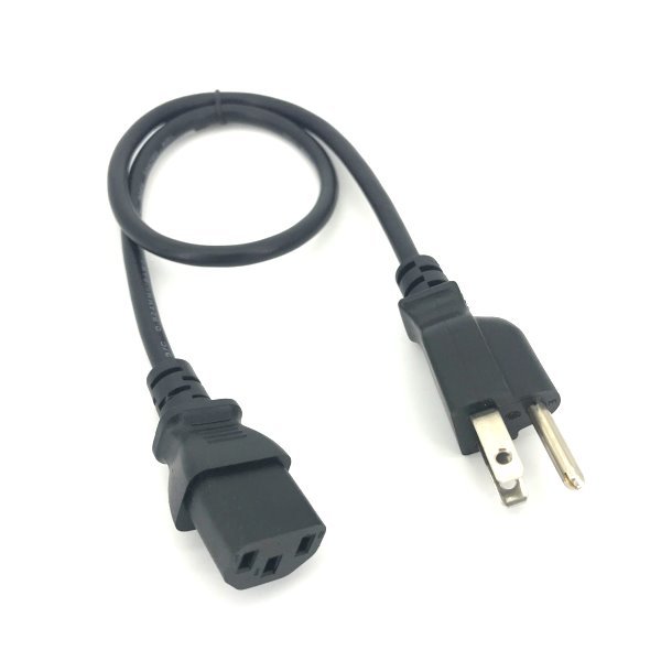 2FT Universal 3 Prong AC Power Cord Cable 18 AWG for Computer Printer Monitor TV