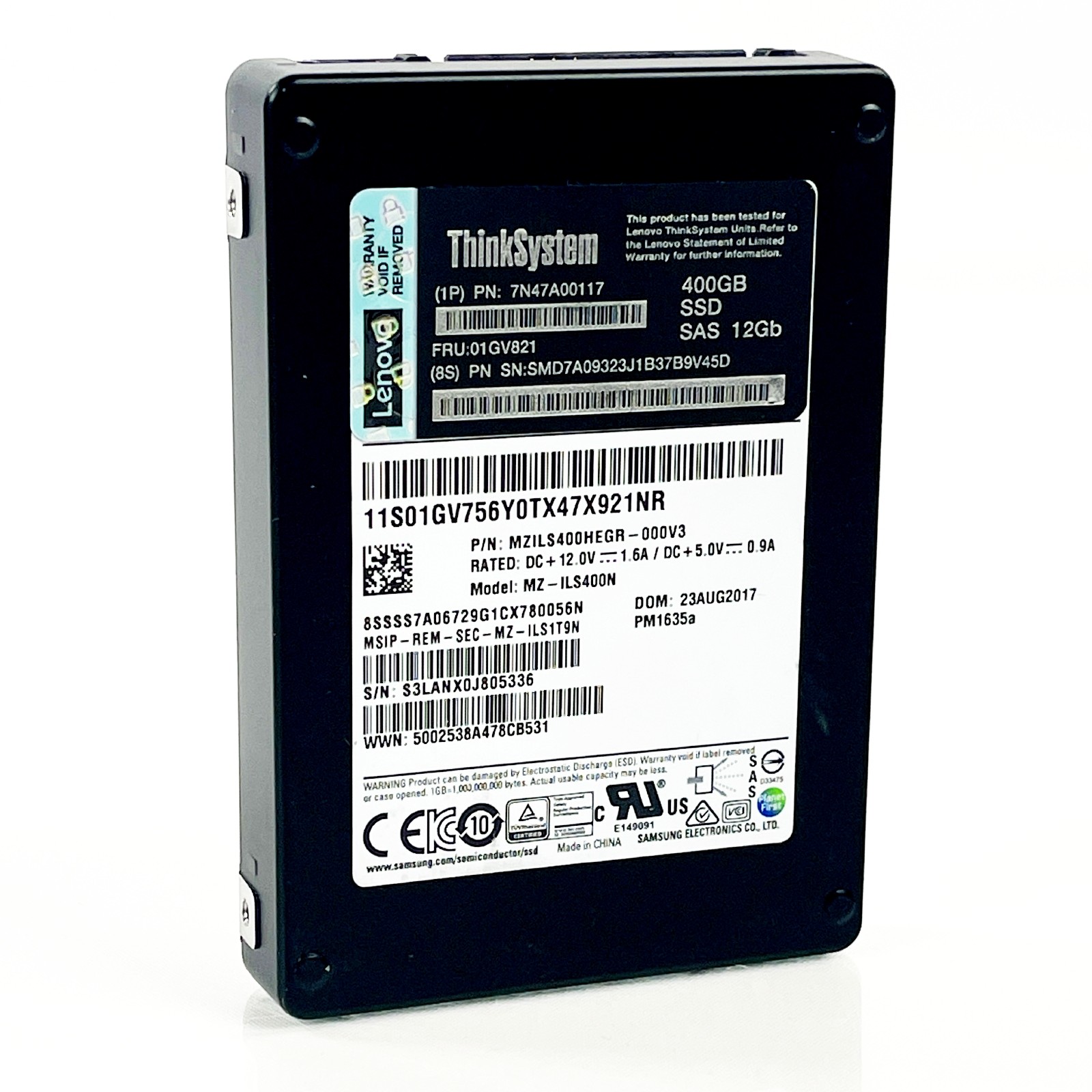 Lenovo ThinkSystem 400GB 2.5" 12Gbp SAS SSD Solid State Drive 7N47A00117 01GV821