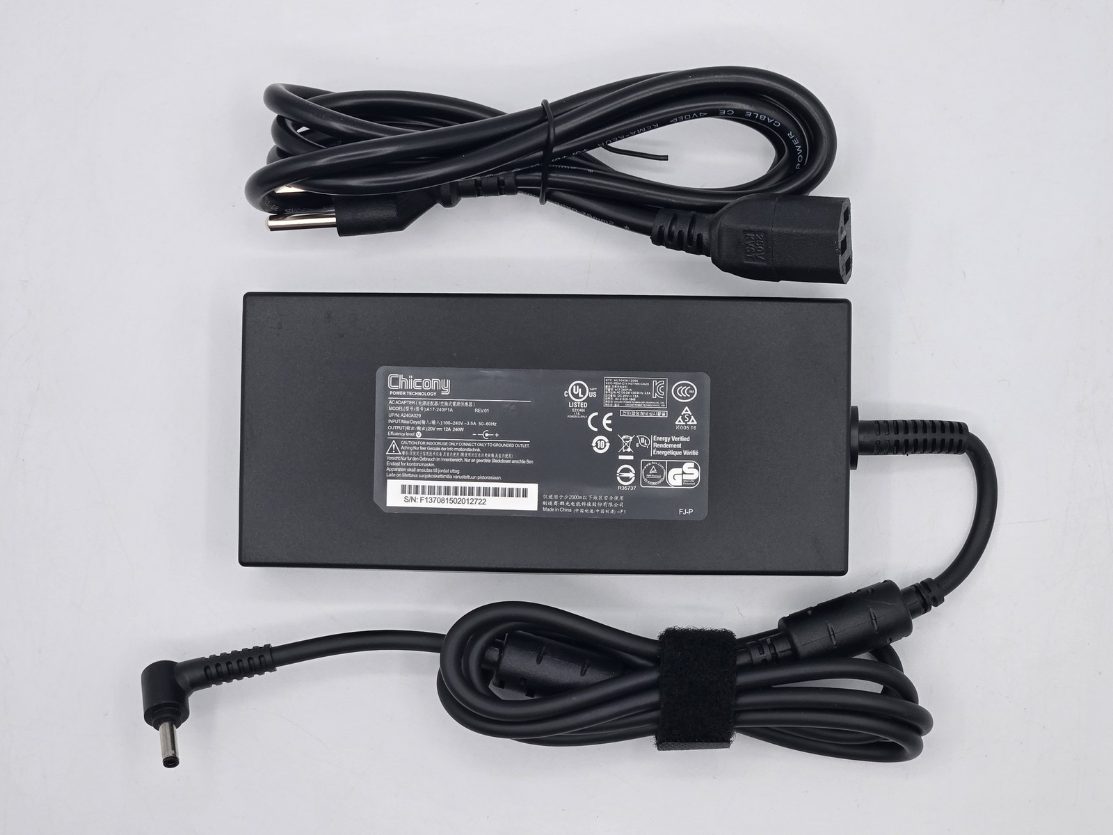MSI Crosshair 15 B12UGZ-627 15 R6E B12UGZ 20V AC Adapter Charger Chicony 240W