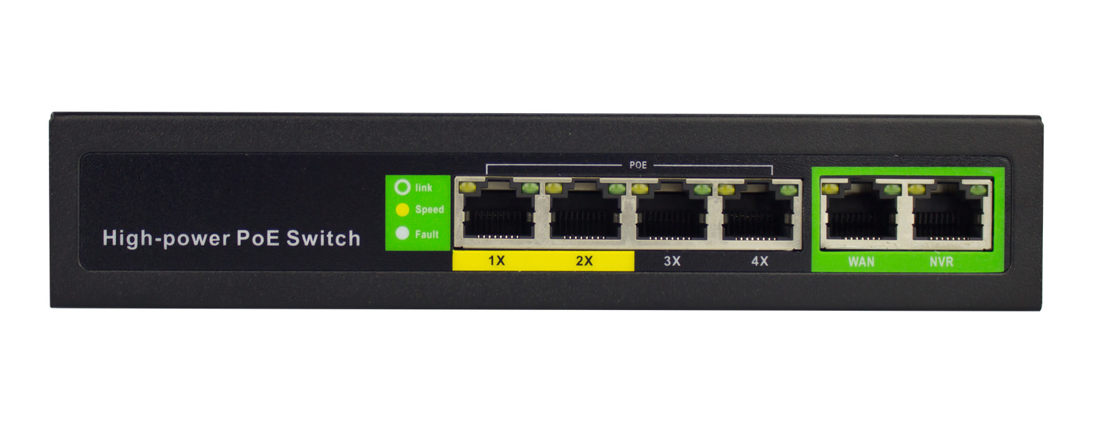 4 Port PoE+  2 Ethernet Uplink Long Distance 100MbPoE Switch –60W–802.3at-250M