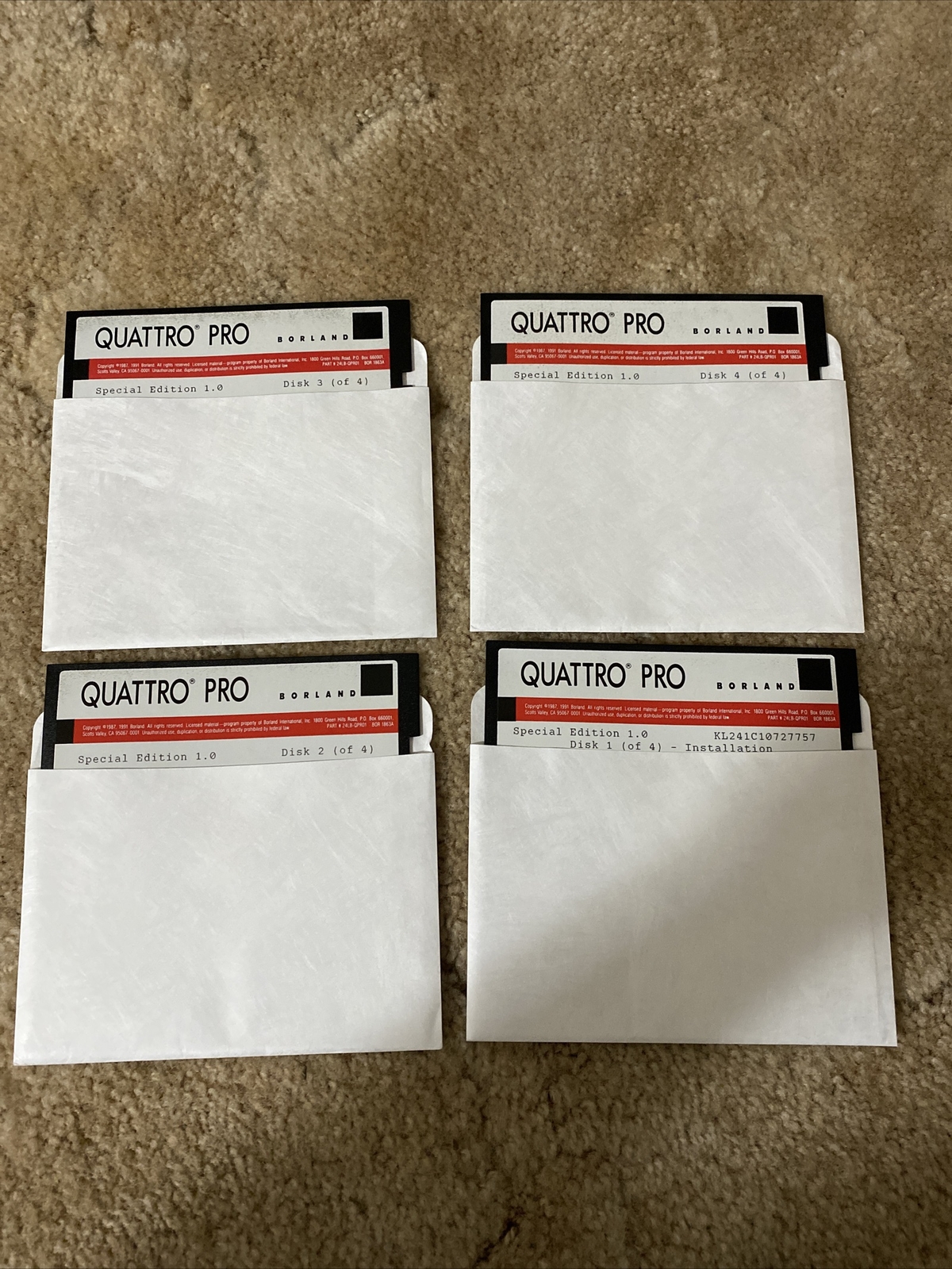 vintage borland quattro pro 1.0 special edition diskettes 1-4
