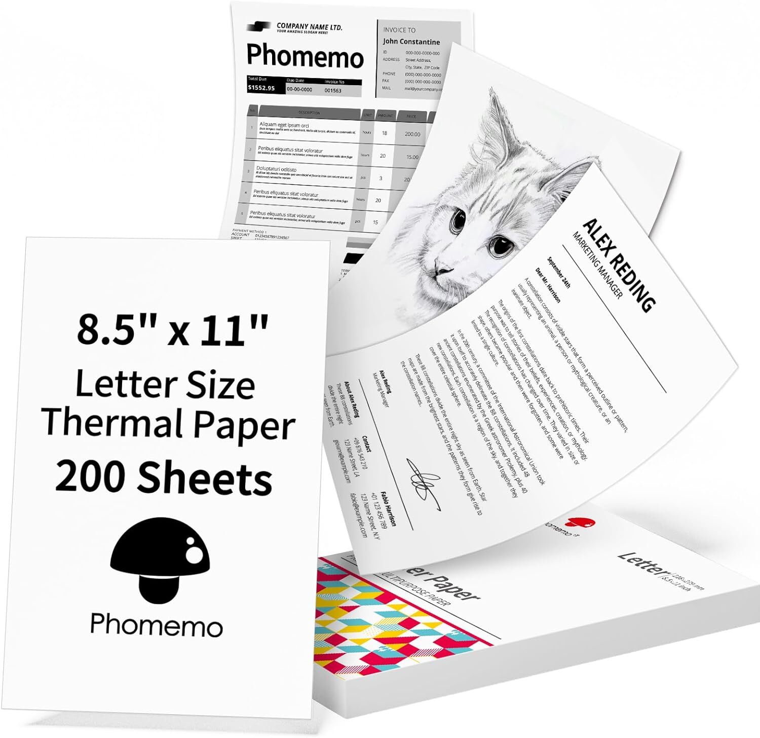 Phomemo M08F Portable Printers Thermal Printer Support 8.5" X 11" US Letter