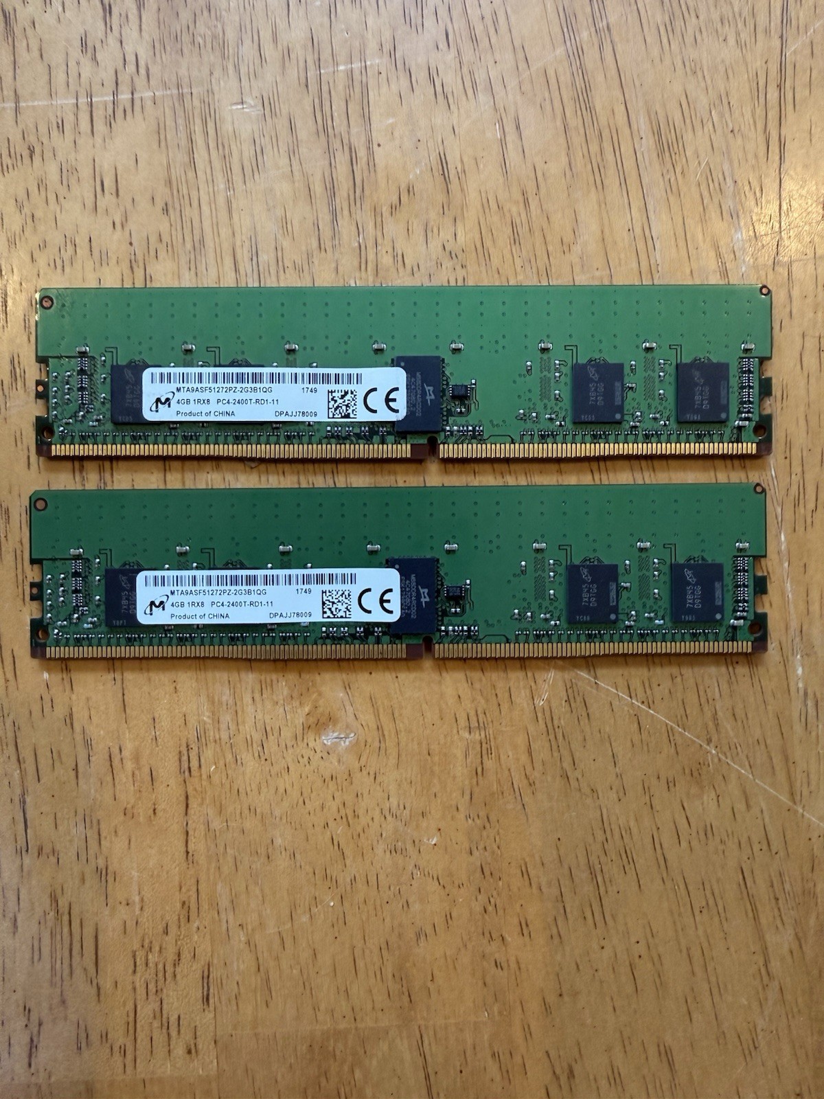 Micron 8GB 2x4GB DDR4-2400 ECC RDIMM MTA9ASF51272PZ-2G3B1QG Server RAM