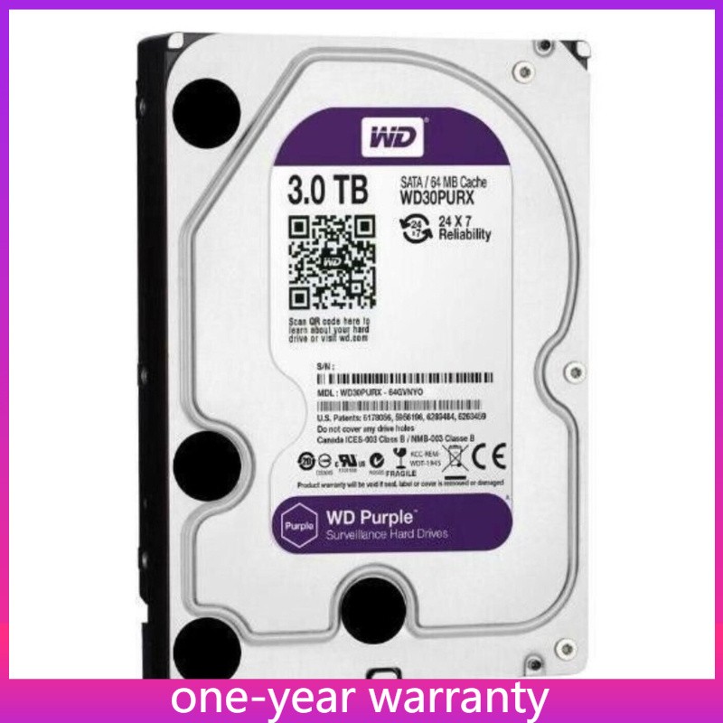 Western Digital WD30PURX Purple 3TB SATA 64MB 3.5" Internal Desktop HDD PC CCTV