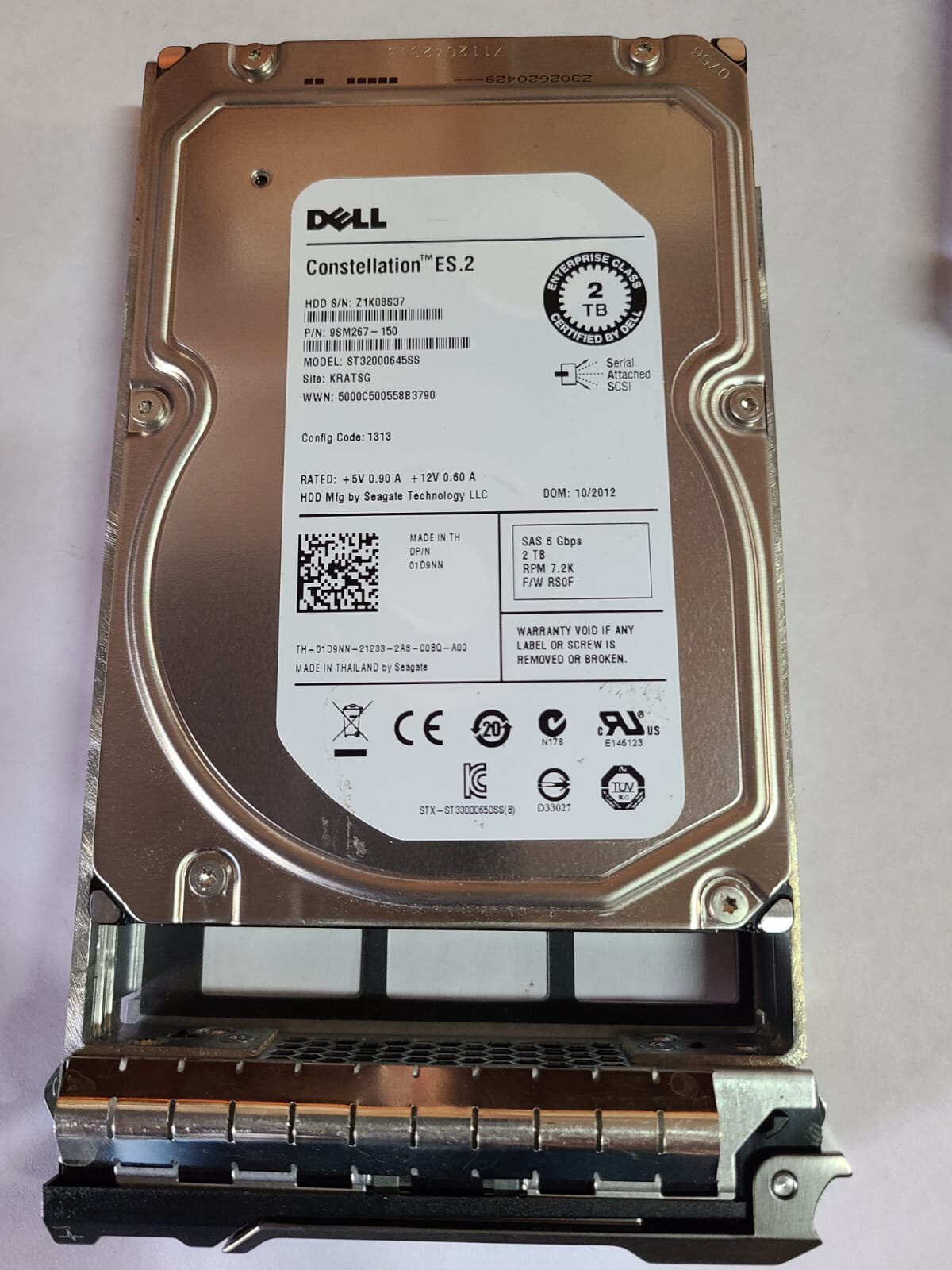 829T8 0829T8 DELL 2TB 7.2K RPM 6Gb/s 3.5" LFF SAS Hard Drive MG03SCA200 W/Caddy