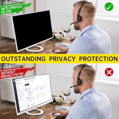 DEJIMAX〔2-PACK] 27 INCH COMPUTER PRIVACY SCREEN FILTER -  TRANSPARENT BLUE/CLEAR