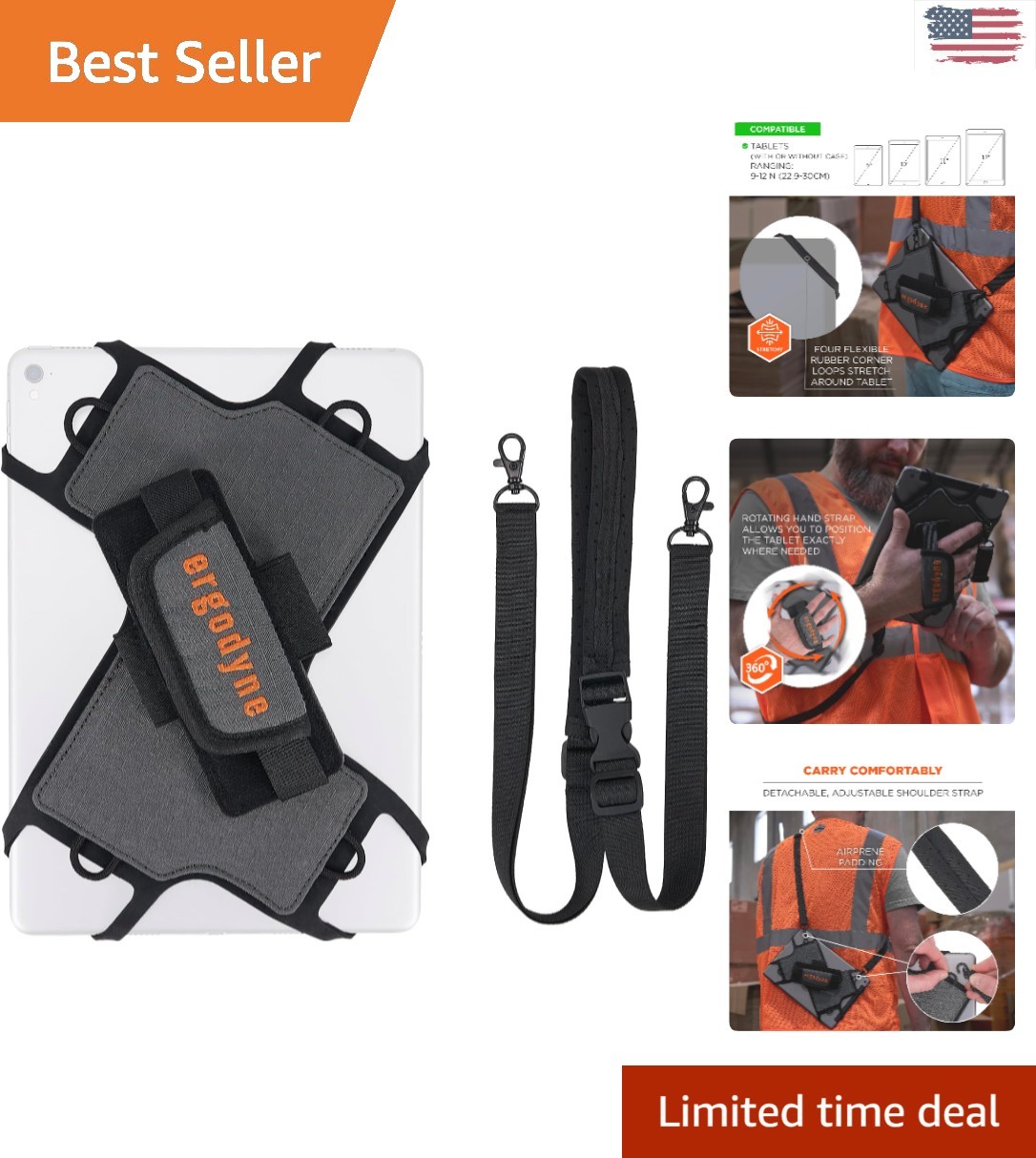 Luxury Squids 5549 Tablet Holder with Detachable Strap - Fits 9-12 inch Tablets
