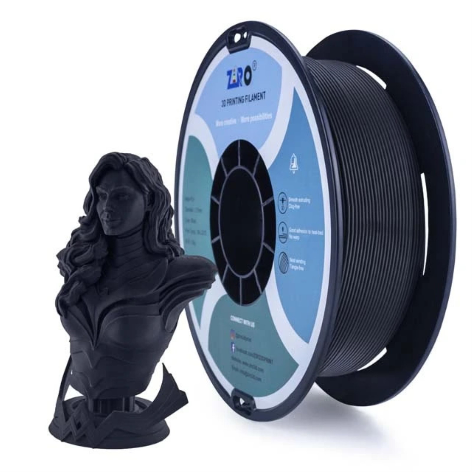 Ziro Matte PLA 3D Printer Filament 1.75mm 1kg, Dimensional Accuracy +/- 0.03mm