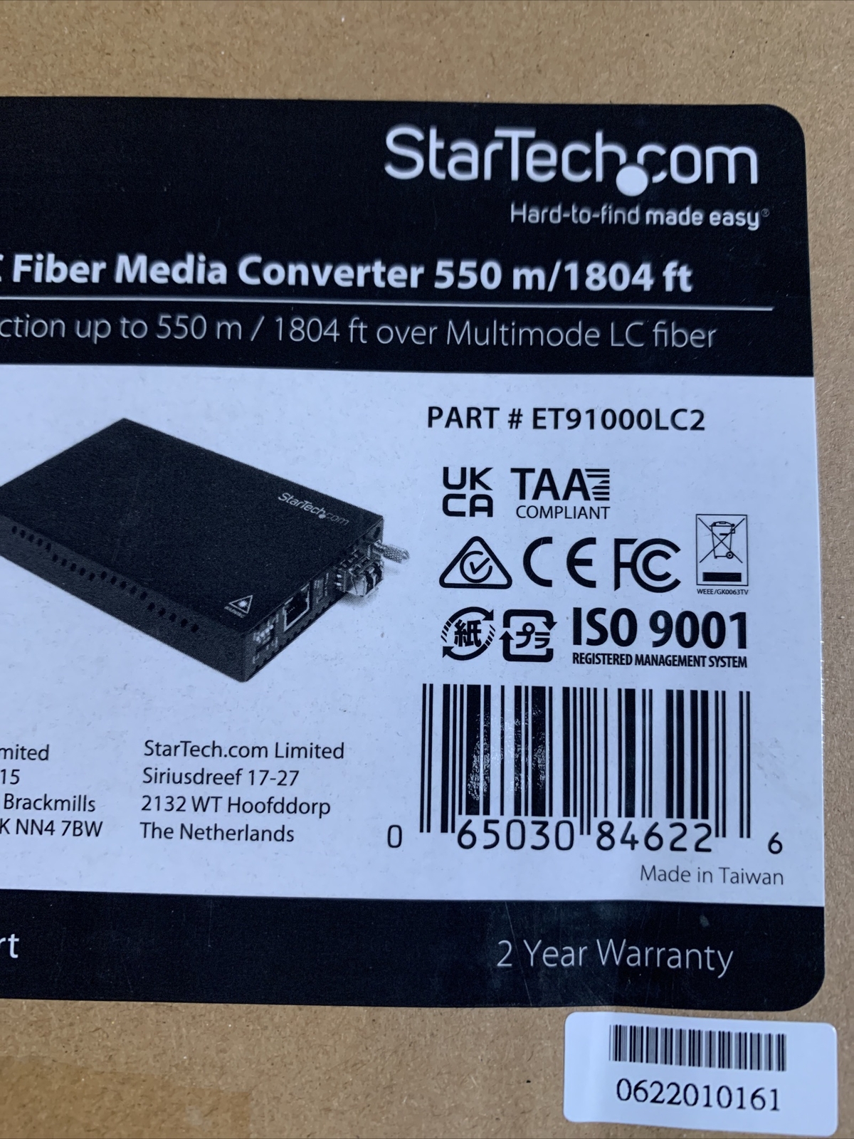 Startech.Com ET91000LC2 Gigabit Multi Mode Fiber Media Converter LC 550M Fibre