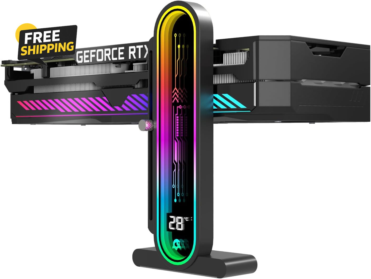 GPU Support Bracket with ARGB, Temp Display & Height Adjustable