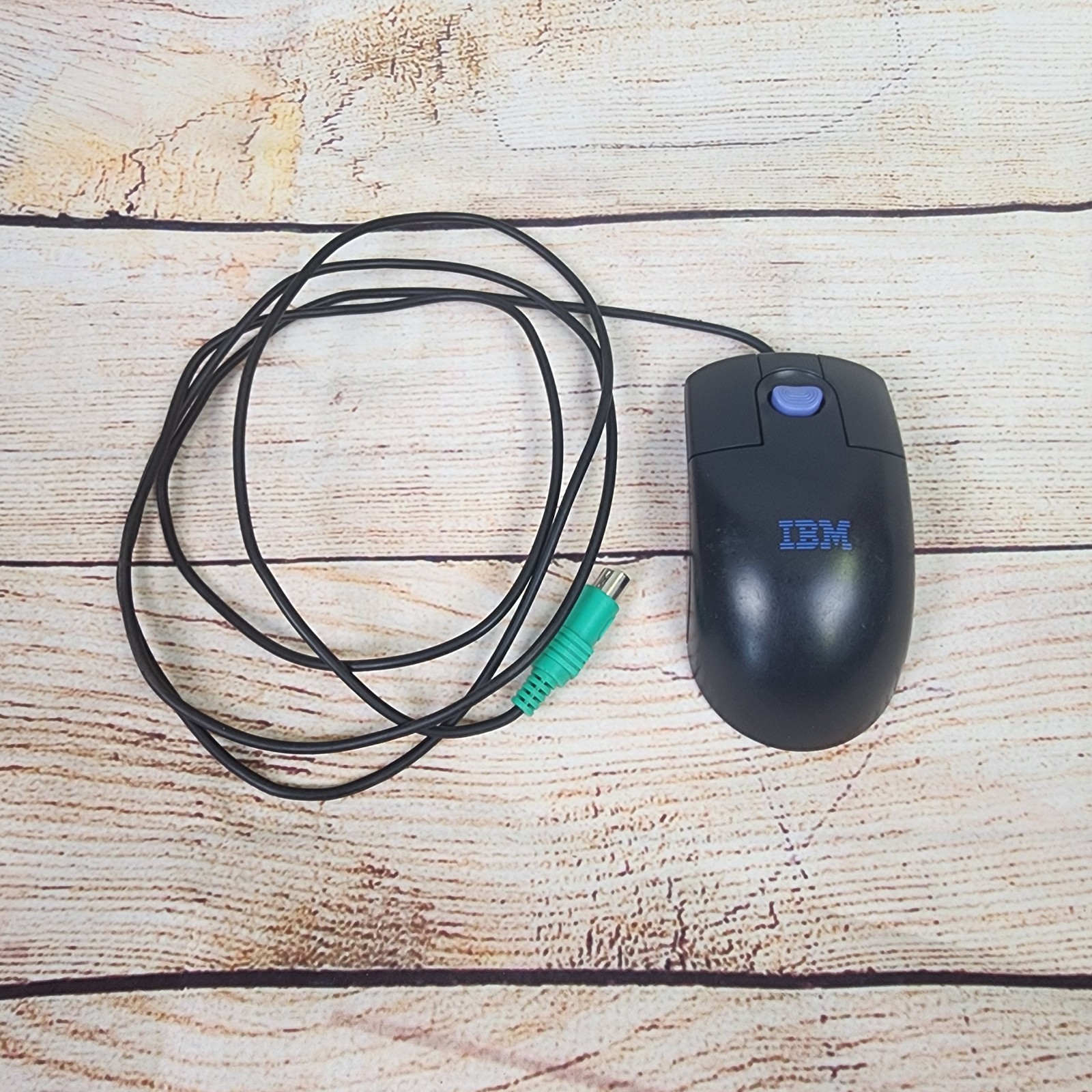 Vintage Black IBM MO09K Mechanical Ball Mouse PS/2 Wired - Good Condition